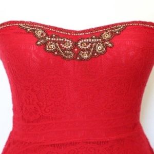 Free People Red Embellished Dress